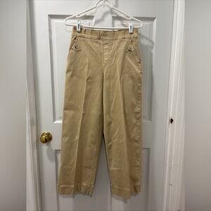 Spanx Women’s Stretch Twill Cropped Wide Leg Pants Size Medium Khaki Pull On EUC